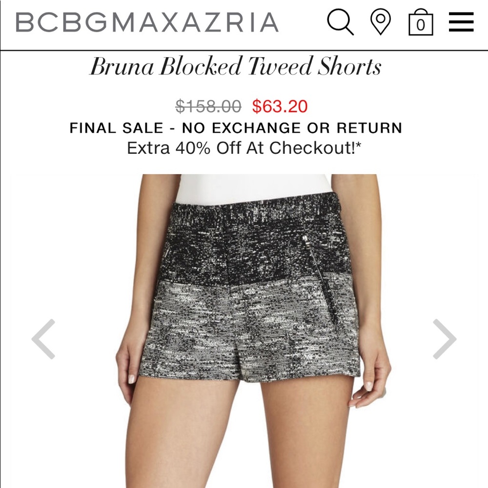 Bcbg Bruna Block Tweed Shorts Size XS